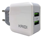 Carregador Rápido Kaidi Kd-301c 2 Porta Usb C/ Cabo Tipo-c