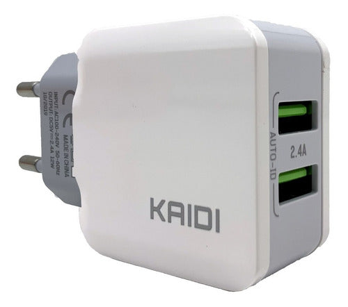 Carregador Rápido Kaidi Kd-301c 2 Porta Usb C/ Cabo Tipo-c