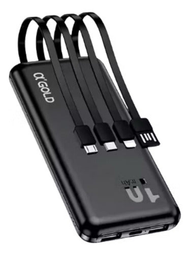 Carregador Portátil Agold Bte-29 10000mah Tipo-c E 4 Em 1