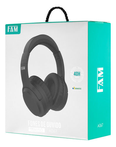 Fone De Ouvido Sem Fio A067 Da Fam Preto Bateria De 40 Horas