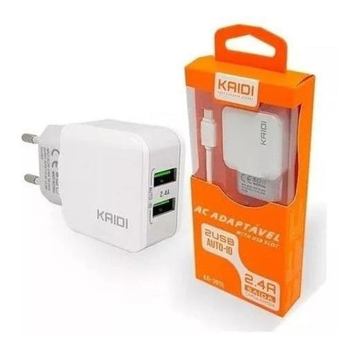 Carregador Rápido Kaidi Kd-301c 2 Porta Usb C/ Cabo Tipo-c