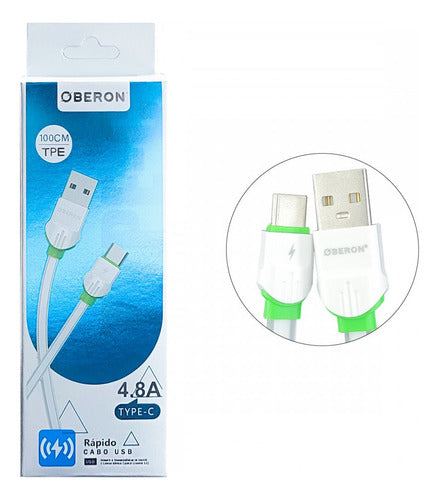 Cabo Usb Type-c Rapido Oberon 4.8a 1m Branco