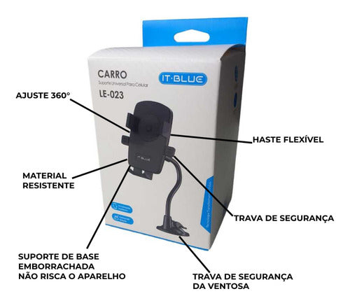 Suporte De Carro Gps It.blue Le-023 Com Trava Anti Queda