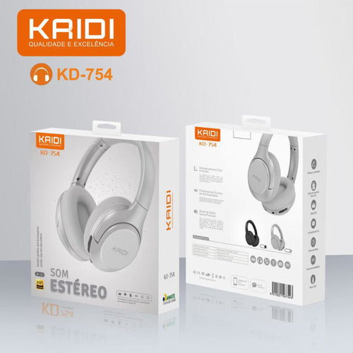 Fone De Ouvido Bluetooth Kaidi Kd-754 Som Estereo Branco
