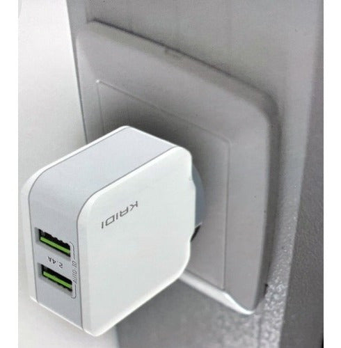 Carregador Rápido Kaidi Kd-301c 2 Porta Usb C/ Cabo Tipo-c